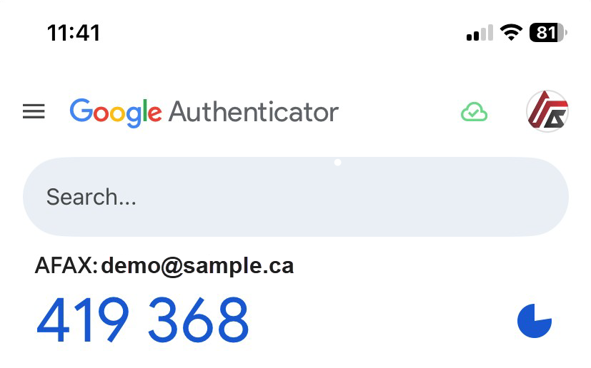 AFAX - Google Authenticator App